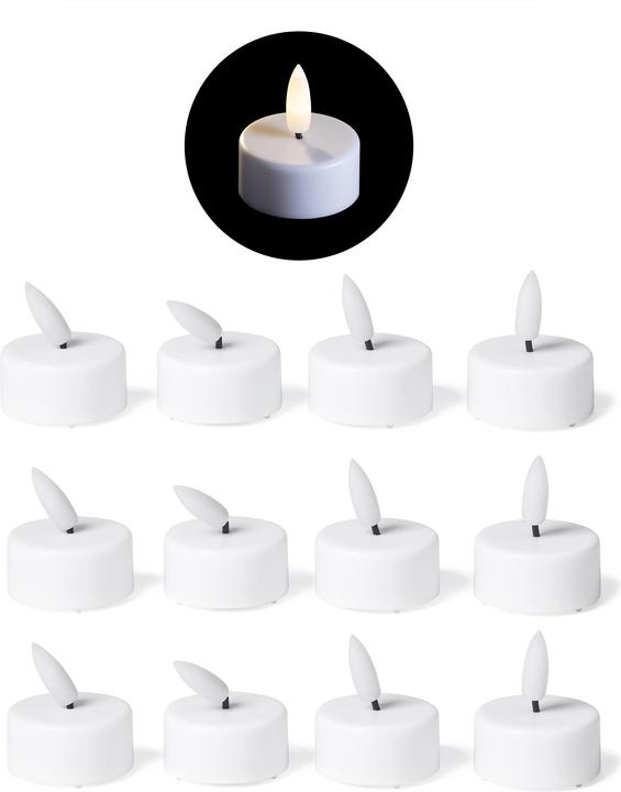 Novaliv LED Tealight Small with Timer - Set of 12 Warm White LED Candle 3D Flickering Flame - LED Tealight (12 x)
