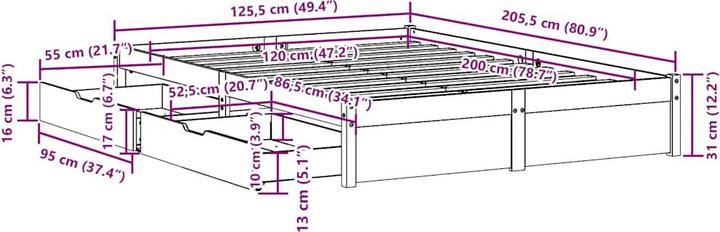 Actual product image VidaXL Bed without mattress (120 x 200 cm)