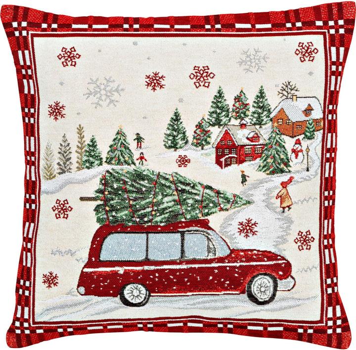 Angela Bruderer Kissenhülle «Weihnachtsauto» (45 x 45 cm)