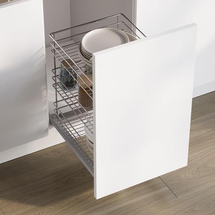 Actual product image Emuca Supra uitschuifbare wagen met zachte sluiting aan de onderkant, module 400mm, Staal, Verchroom