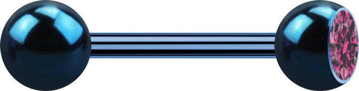 Image du produit Star Piercing Barbell bleu foncé avec boule et boule de cristal rose (sans laiton, Acier chirurgical 316L)