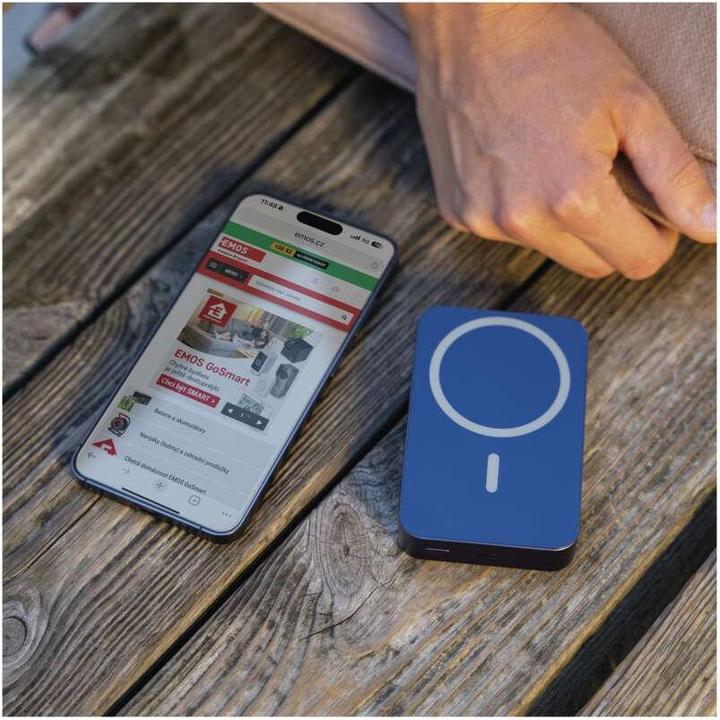 Actual product image Emos Powerbank WI 1046, 10 000 mAh, 20 W+Wireless, blau (10000 mAh, 20 W, 38.50 Wh)