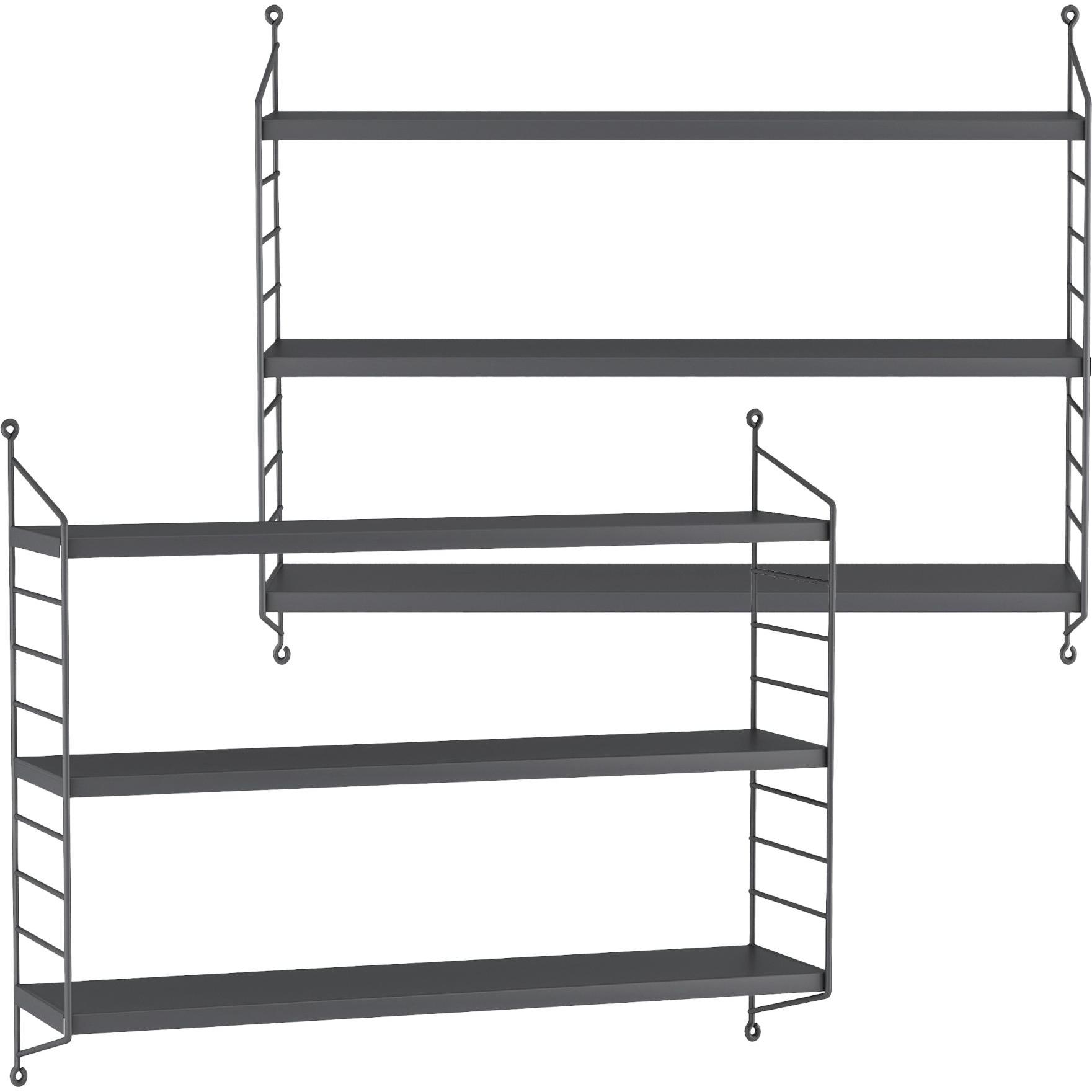 En.Casa, Regal, Modulares Wandregal Strängnäs 2er Set Dunkelgrau