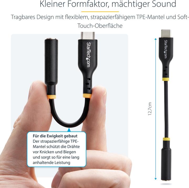 Produktbild StarTech Adap USB-C to 3.5mm Audio (M/F) (0.13 m)
