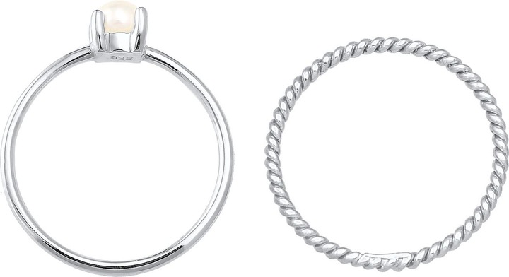 Immagine prodotto Elli Anello PREMIUM Set di anelli con perle ritorte in argento 925 (58, 925 Argento)