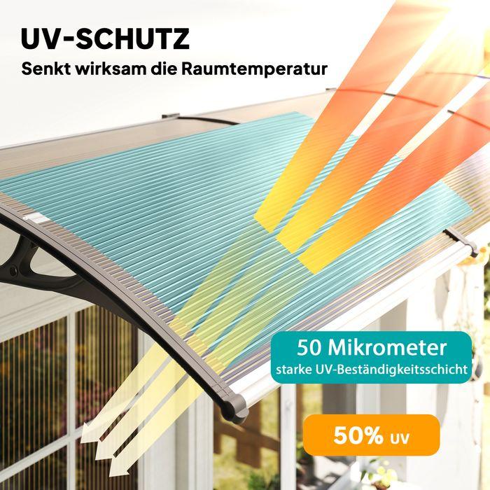 Image du produit Swisshandel24 Vordach für Haustür/Fenster, wetterfest, Braun, Aluminium/Polycarbonat, 303x96x27cm, Schwarz