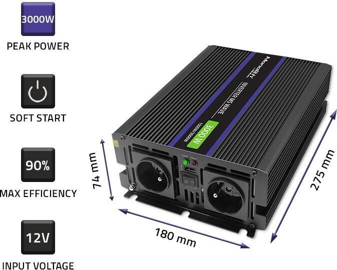 Productafbeelding Qoltec 51927 spanning conver. 3000 MS