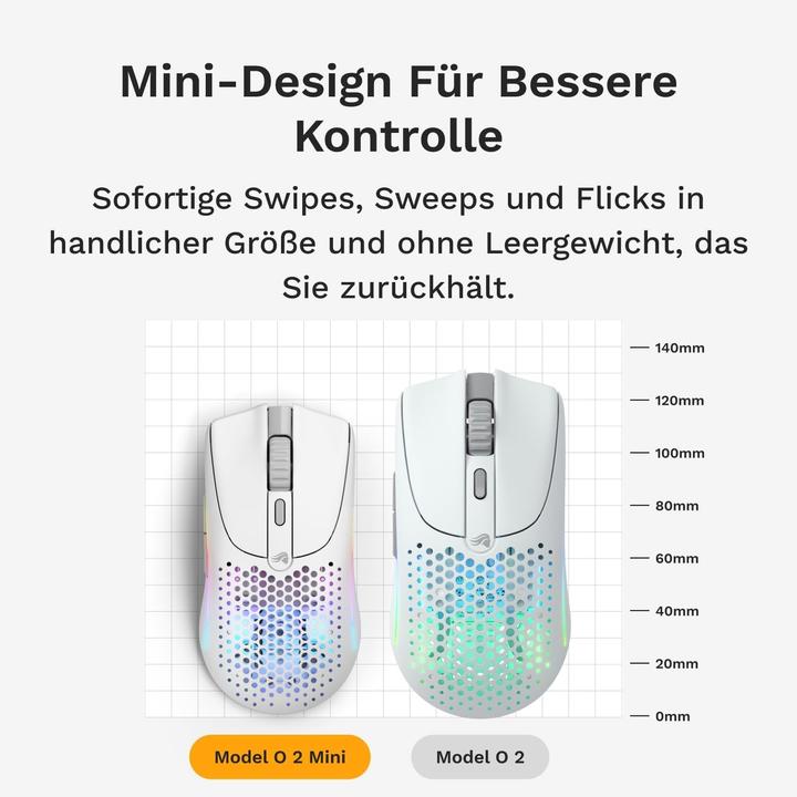 Actual product image Glorious Model O 2 Mini Wireless Gaming Mouse, White (Matte) (Cable, Wireless)