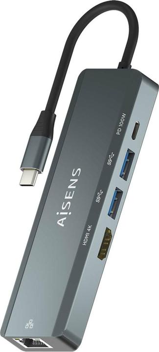 Produktbild Aisens USB-C DOCK 5 EN 1 USB-C A 1XHDMI 1XRJ45 2XUSB 1XPD 15CM (USB-C, 3 Ports)