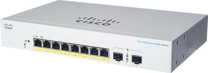 Immagine prodotto Cisco CBS220-8P (8/2 porte Gigabit, 65W PoE+) (10 Porti)