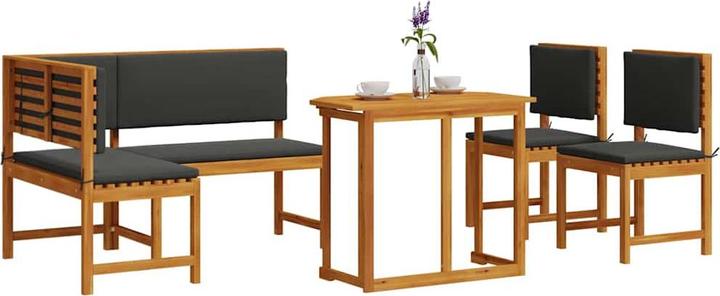 Produktbild vidaXL 4-teiliges Garten-Esszimmer-Set mit Kissen aus massivem Akazienholz