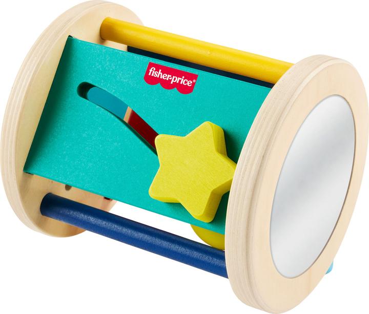 Actual product image Fisher-Price Wooden Crawl After Roller Baby Activity Toy for Sensory & Motor Skills Development