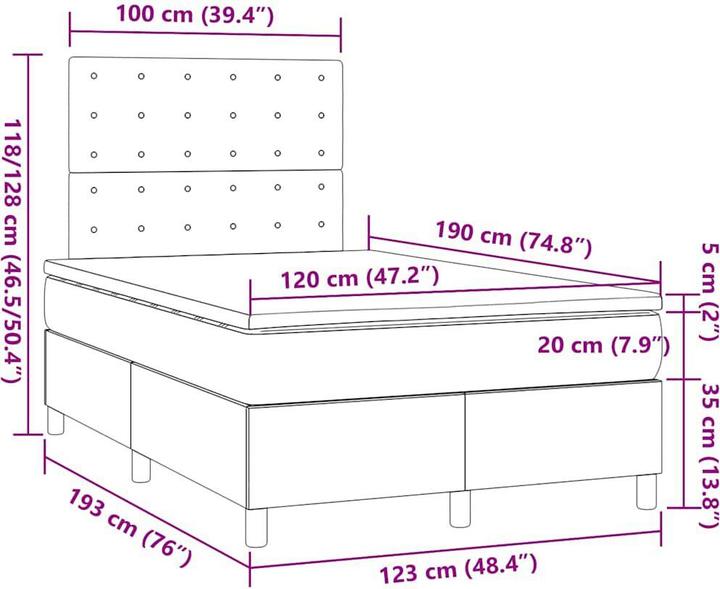 Image du produit vidaXL Boxspringbett (120 x 190 cm)