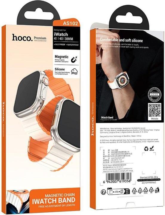 Immagine prodotto Hoco Other strap for Apple Watch 38 / 40 / 41 mm AS102 starlight with orange (Silicone)