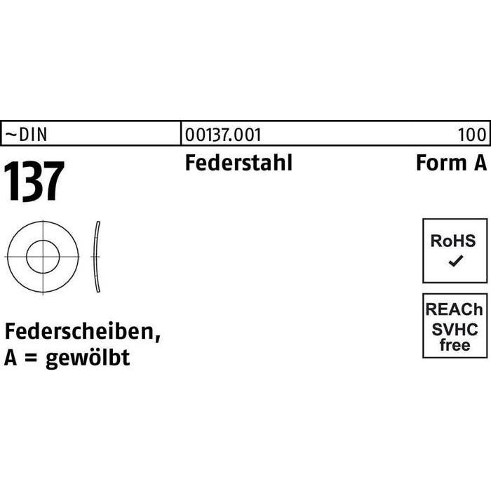 Zubehör Befestigungstechnik, Federscheibe DIN 137 A 6 Federstahl