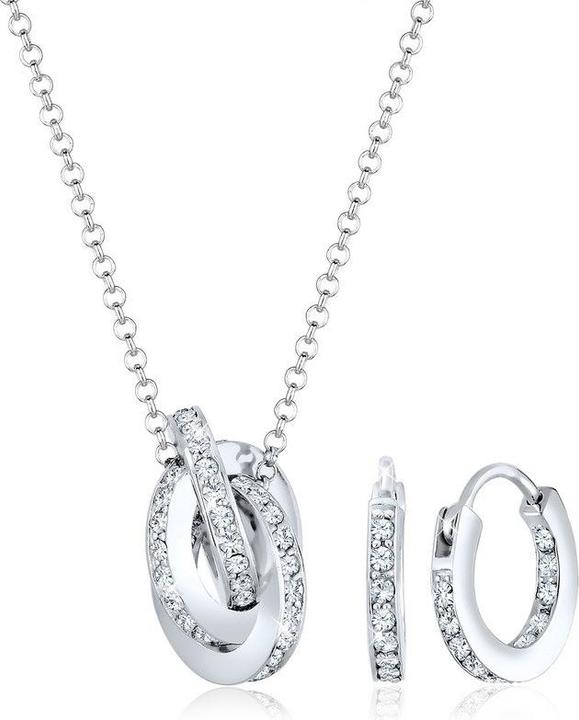 Elli Elegantes Kristall-Set mit Creolen und Kreisanhänger (925 Sterling Silber)