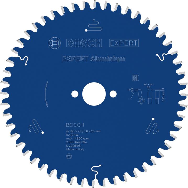 Produktbild Bosch Professional Zubehör Kreissägeblatt Expert for Aluminium, 160 x 20 x 2,2 mm, 52