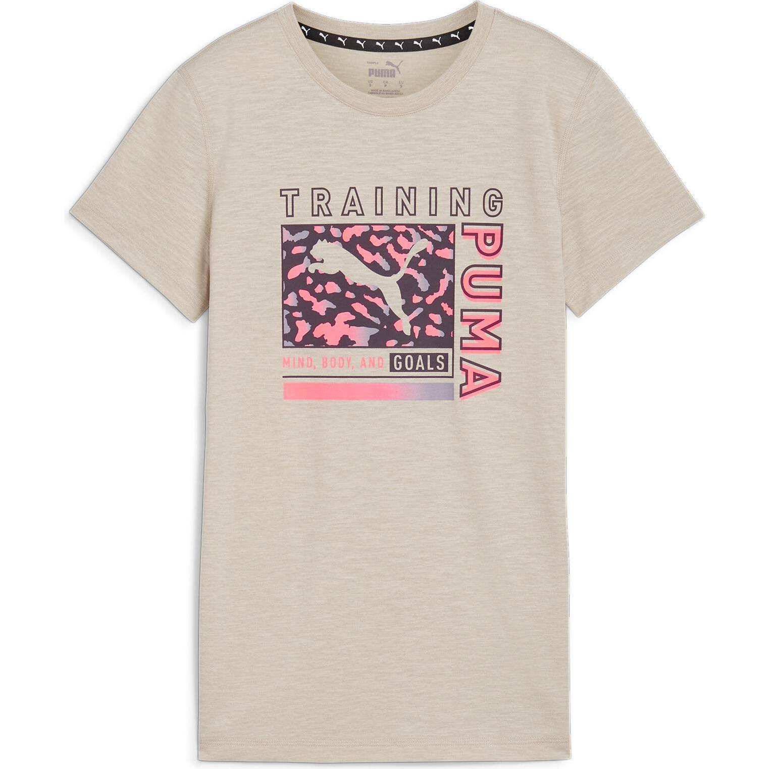 Puma, Damen, Sportshirt, Women’s Graphic Train Favorite AOP Tee (XL), Beige, XL