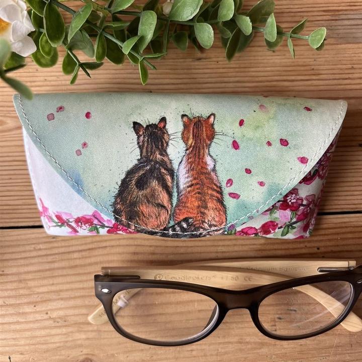 Alex Clark Art GL17 Brillenetui mit Katzen und Blumen