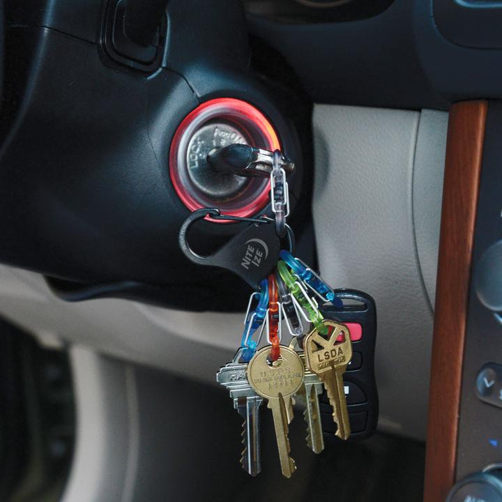 Actual product image Nite Ize KeyRack stainless steel + 6 x micro carabiner plastic x (KLKP-01-R3) colors