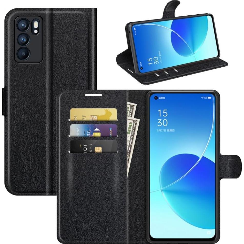 Screenguard Oppo Reno6 5G Leather Guard Lederhülle (Oppo Reno 6 5G), Smartphone Hülle, Schwarz