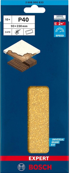 Actual product image Bosch Professional Zubehör EXPERT C470 Sanding paper with 8 holes for orbital sander, 93 x 230 mm, G 40, 10 pcs. (G 40)