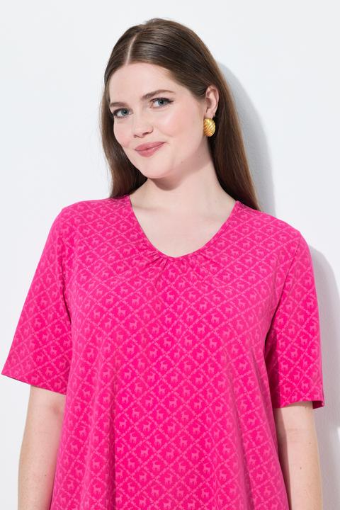 Produktbild Ulla Popken T-Shirt, Trachtenmuster, A-Linie, V-Ausschnitt, Halbarm (58)