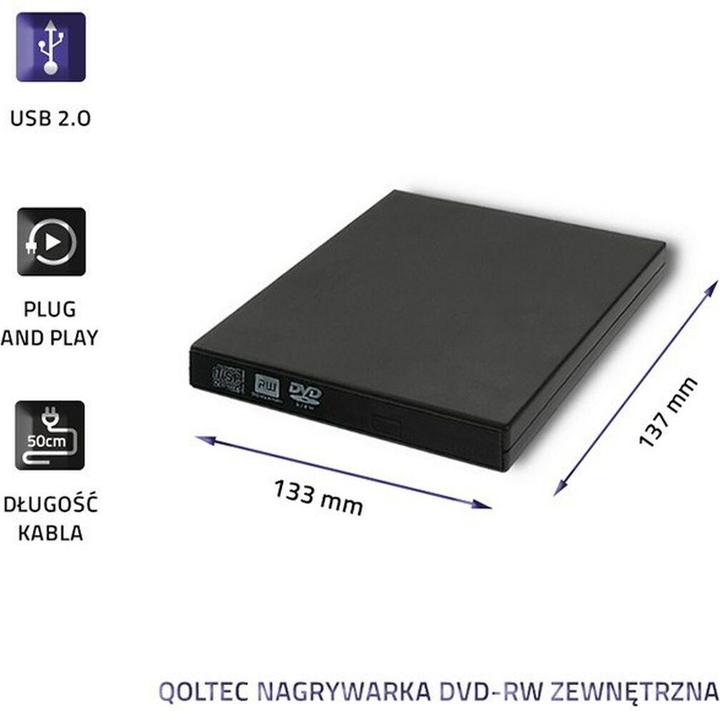 Produktbild Qoltec External DVD-RW recorder USB 2:0