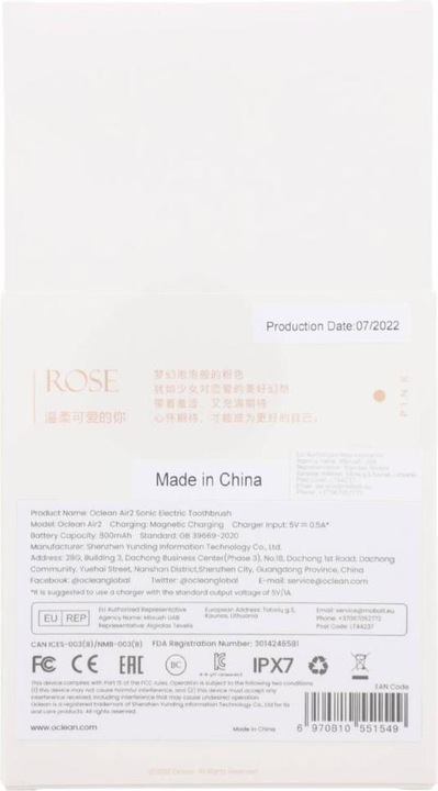 Productafbeelding Xiaomi Elektrische tandenborstel Air 2 Roze (Sonische tandenborstel)
