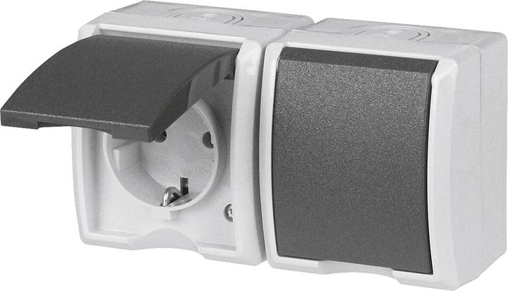 Actual product image REV Surface-mounted socket outlet AquaForm gr FR Surface-mounted socket outlet 2-fold horizontal