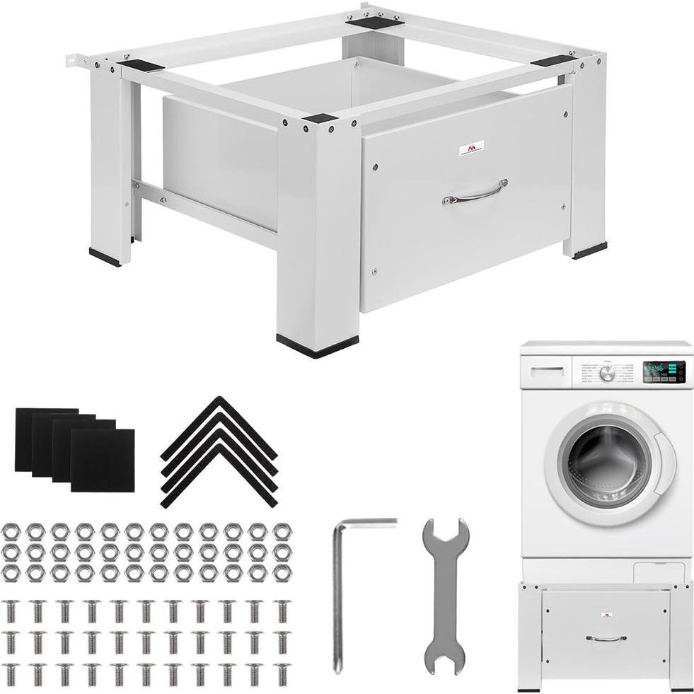 Maclean Waschmaschinen-/Trockneruntergestell mit Maclean-Schublade max. Traglast 150kg weiss MC-117 W, Accessori per asciugatrici
