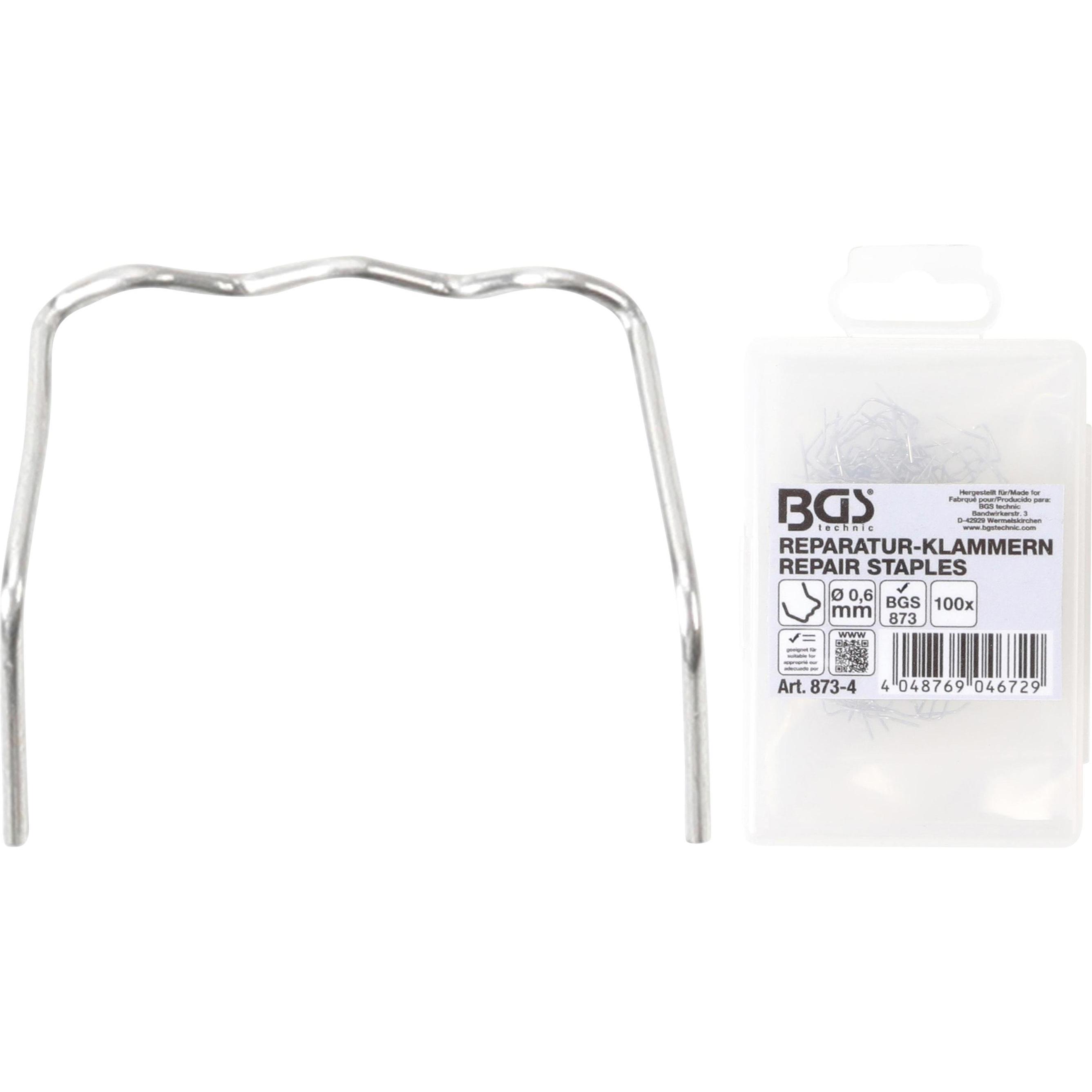 BGS, Fahrzeug Werkzeug, Reparatur-Klammern L-Form Ø 0,6 mm 100-tlg.