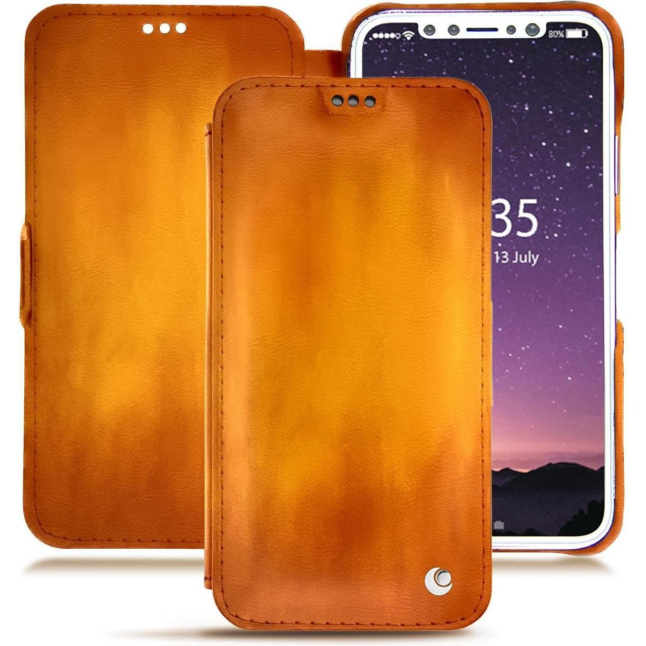 Thumbnail - Noreve Lederschutzhülle horizontal (Apple iPhone XS), Smartphone Hülle, Orange