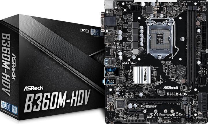 Produktbild AsRock B360m-Hdv, Matx, Lga1151 (LGA 1151, Intel B360, mATX)