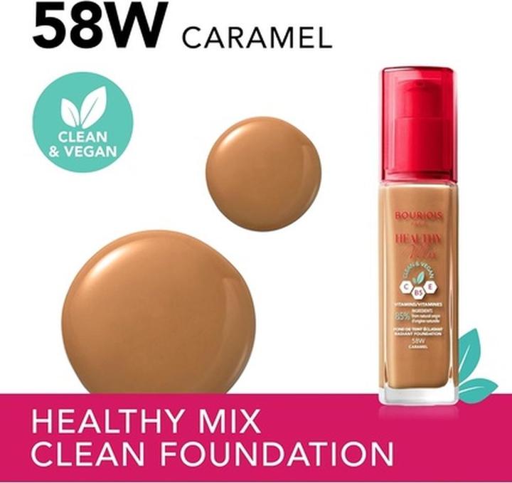Immagine prodotto Bourjois Fondotinta radiante Healthy Mix Clean & Vegan (58W Caramello)