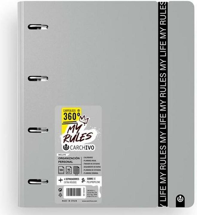 Actual product image Carchivo Ringbuch CARPEBLOCK 360 MY RULES Grau A4 (8 Stück) (A4, 8 Piece)