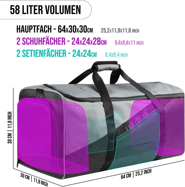 Image du produit Normani Sac de sport avec fonction sac à dos 58 l avec ceinture - 9277 (58 l)