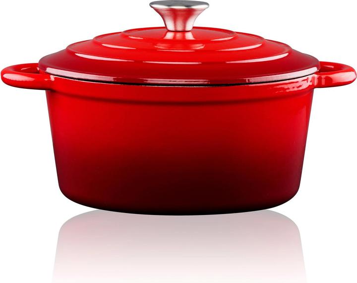 alpina Casserole enamel cast iron Red (24 cm, Bräter + Schmortopf, Gusseisen)
