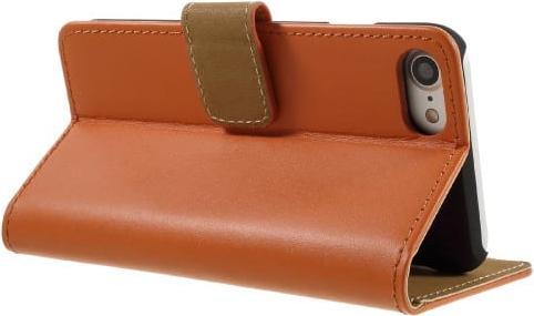 Produktbild Ueli Express iPhone SE / 8 / 7 Buch Etui Tasche Echtleder mit Kartenfach Orange (Apple iPhone 7, Apple iPhone 8, Apple iPhone SE, Apple iPhone SE (2nd Gen), Apple iPhone SE (3rd Gen))
