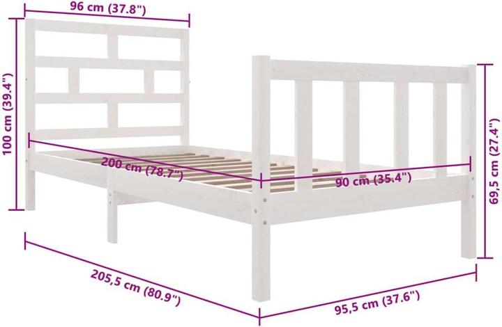 Produktbild vidaXL Bettrahmen (90 x 200 cm)