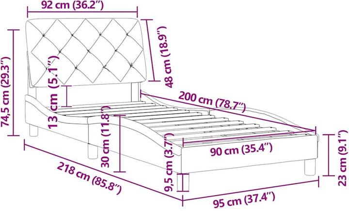 Produktbild vidaXL Bettgestell (90 x 200 cm)