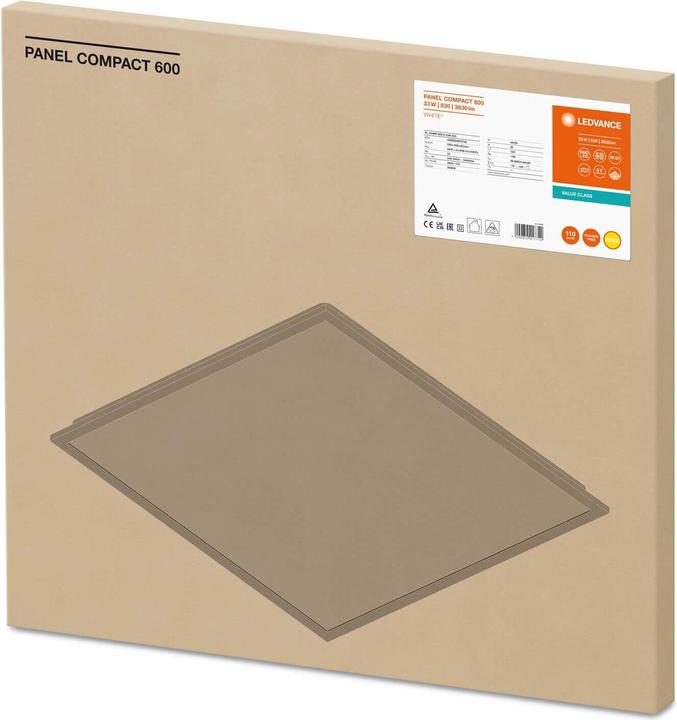 Produktbild Ledvance PANEL COMPACT 600 33W, 3630lm, 3000K, RA>80 90° Power Select, Levetid L70 50000, IP40/IP20 (3630 lm)