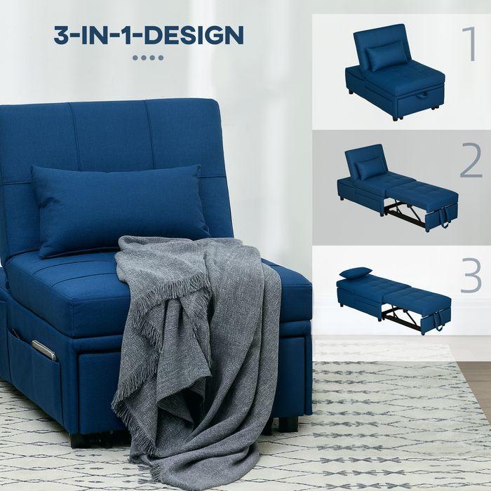 Produktbild Swisshandel24 3-in-1 Schlafsessel mit Bettfunktion, ausziehbares Schlafsofa, Schlafstuhl, bis 150kg, blau