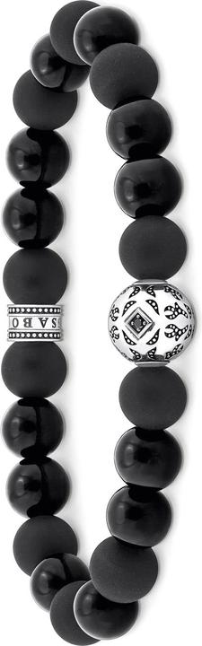 Immagine prodotto Thomas Sabo Bracciale di perline in ossidiana annerita in argento (17 cm, Annerito, Argento 925)