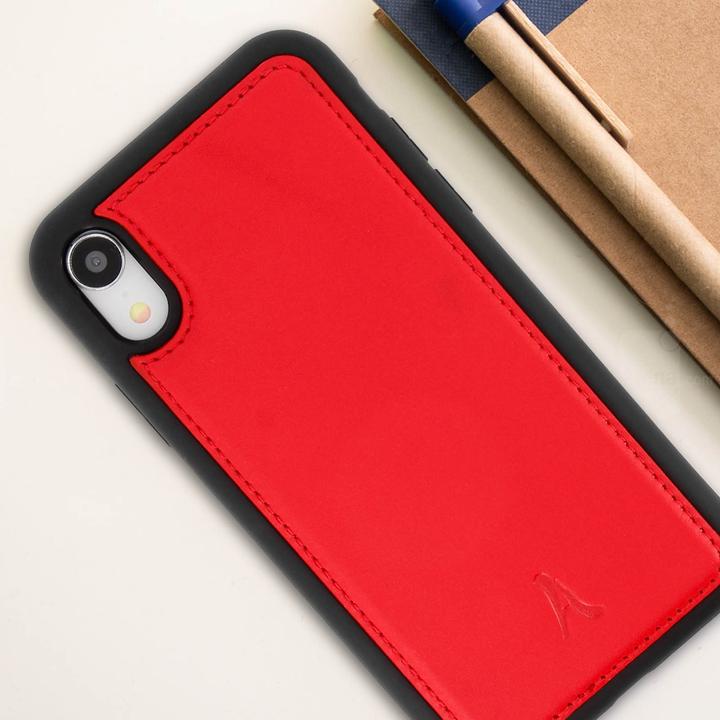 Produktbild Akashi Schutzhülle aus Echtleder stoss- kratzfest für Apple iPhone XR – Rot (Apple iPhone XR)