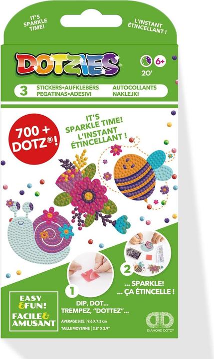 Produktbild Diamond Dotz DOTZIES® Original Diamond Painting Sticker Set „Garden Friends“ mit 3 glitzernden Aufklebern 9 x 8 c