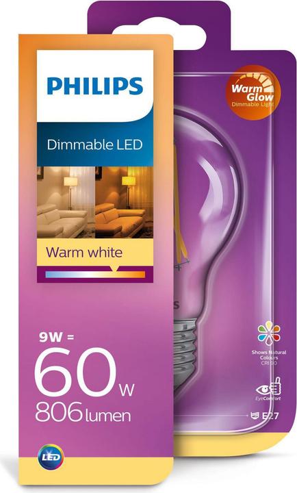 Philips LED Lampe A60 8W (60W) WG klar D (E27, 806 lm, 1x)