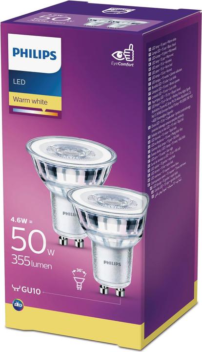 Image du produit Philips lampe LED (GU10, 4.60 W, 355 lm, 2 x, F)