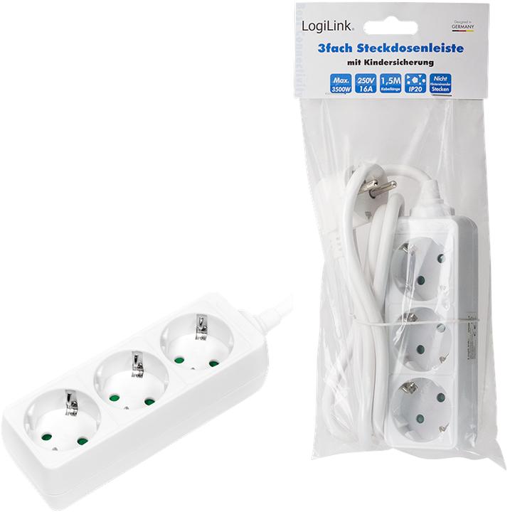 Actual product image LogiLink socket strip (3 x, CEE 7/3, 1.50 m)