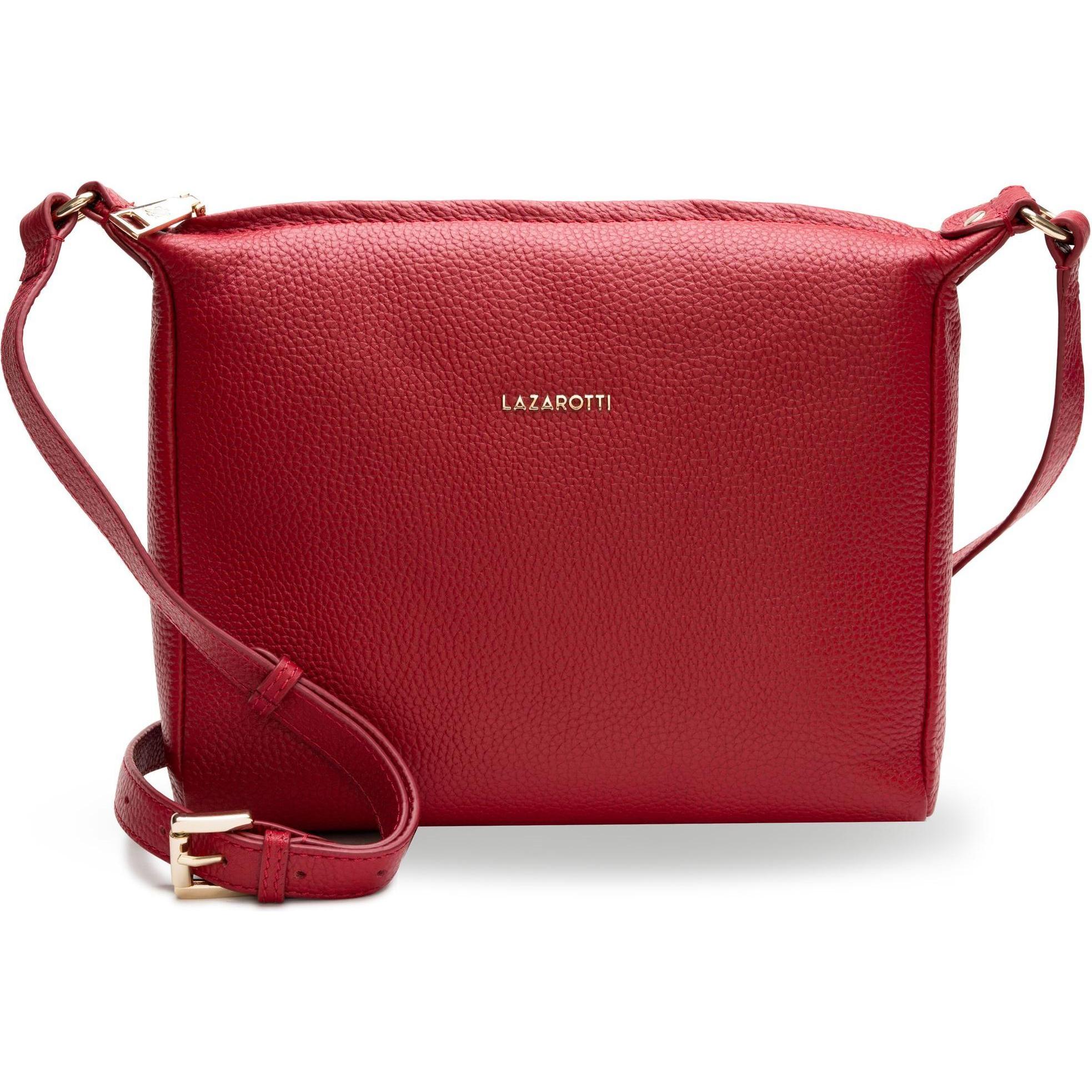 Lazarotti, Handtasche, Bologna Leather Umhängetasche Leder 25 cm, Rot